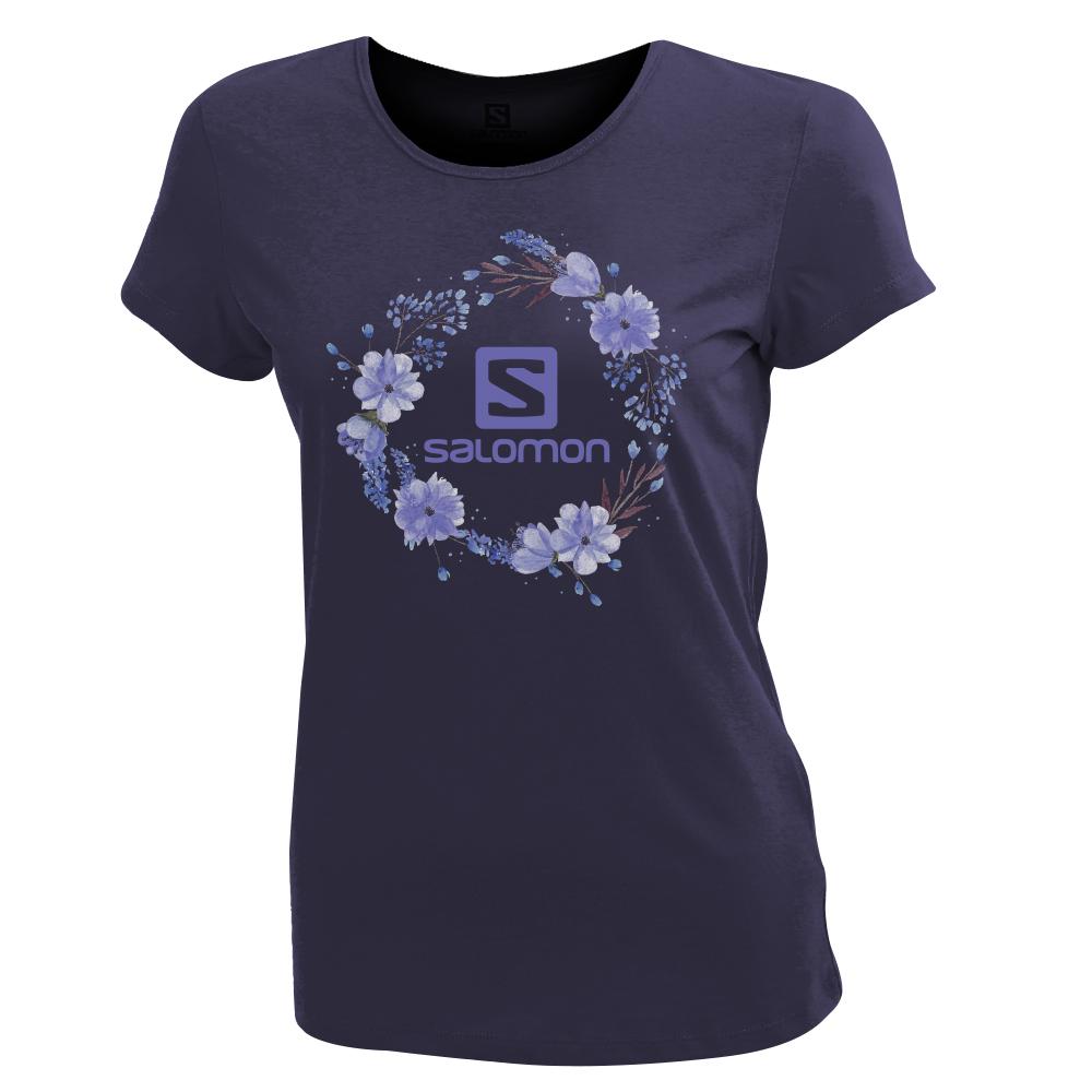 SALOMON SPRING SS W Philippines - Women's Tee Shirts - Navy | 247568-TOH